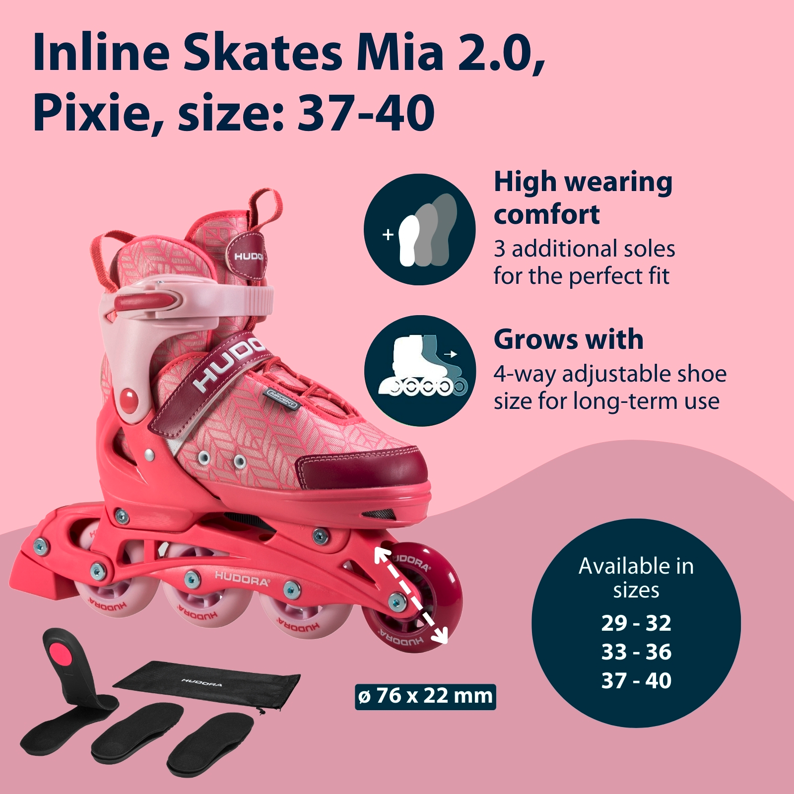 Inline skates, Mia 2.0, pixie, size 29-40, image 2 from 7