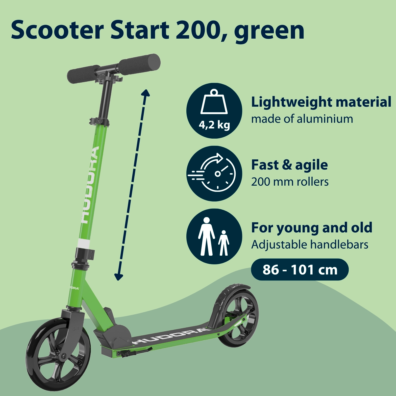HUDORA Scooter Start 200, green, image 2 from 7