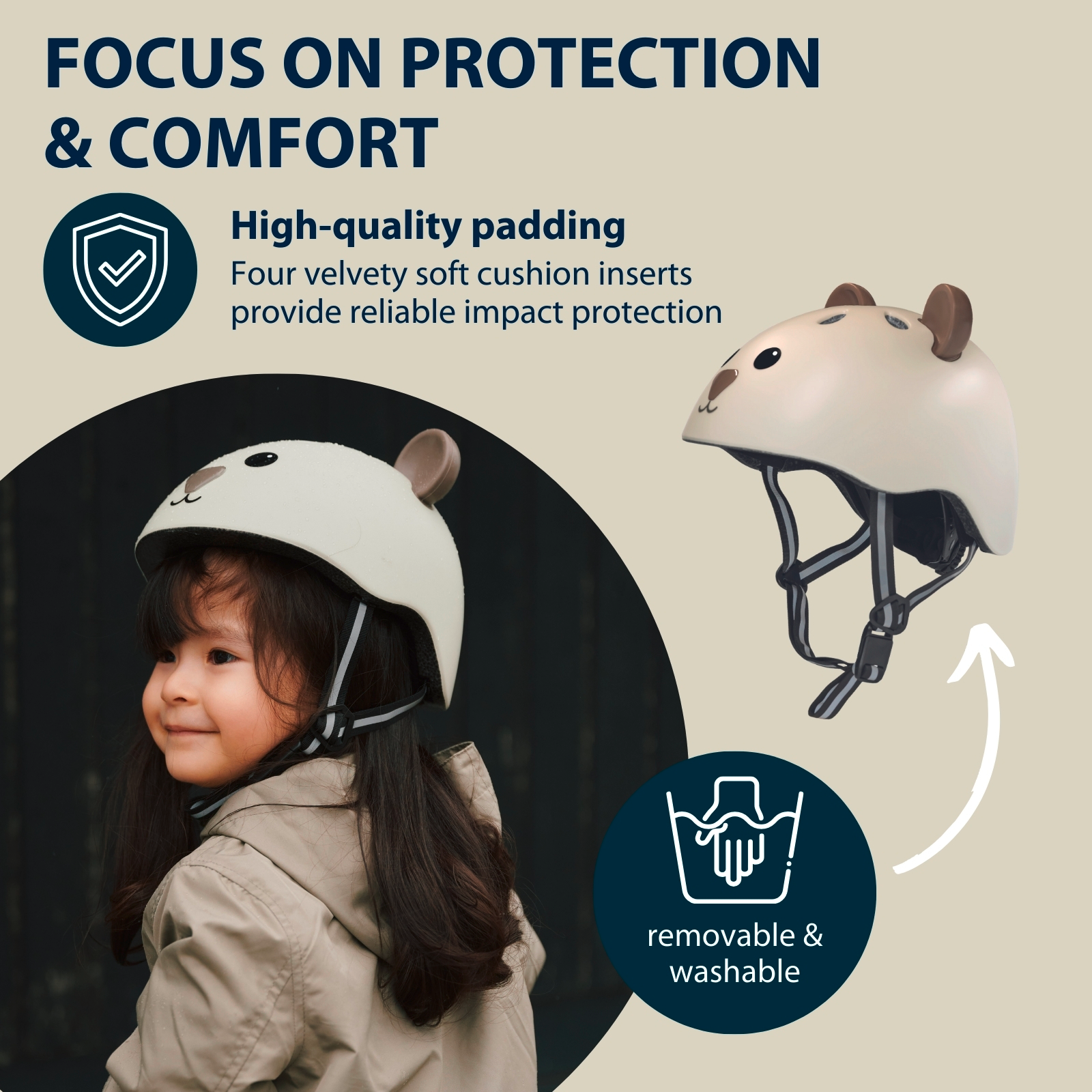 HUDORA children's helmet Beary, mocha, size 44-47, image 4 from 7