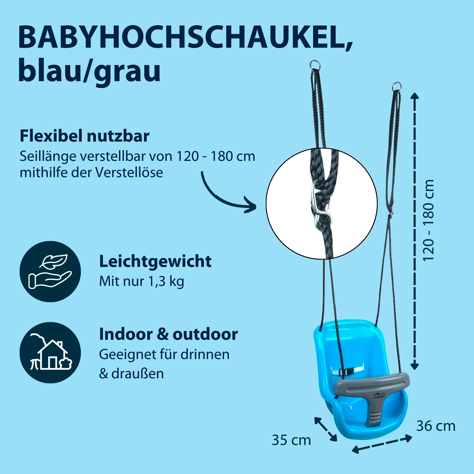 HUDORA Babyhochschaukel blau/grau, Bild 2 von 7
