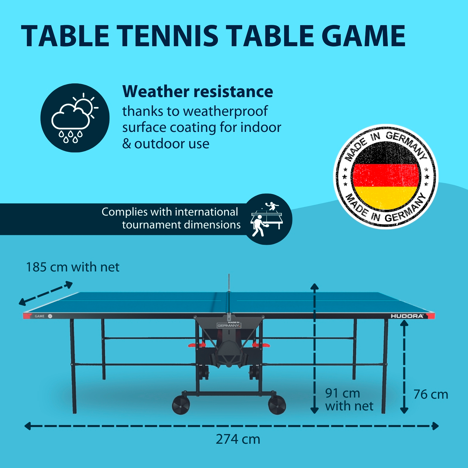 HUDORA table tennis table Game, image 2 from 7