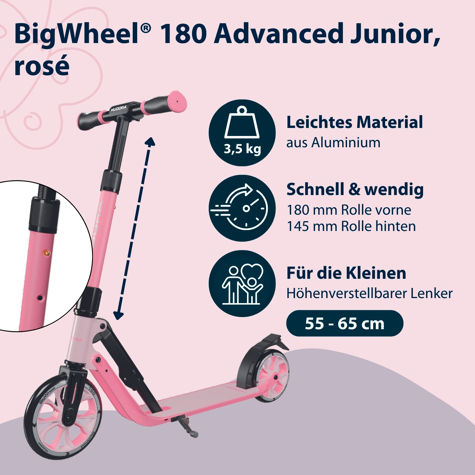 HUDORA BigWheel® 180 Advanced Junior, rosé, Bild 2 von 7