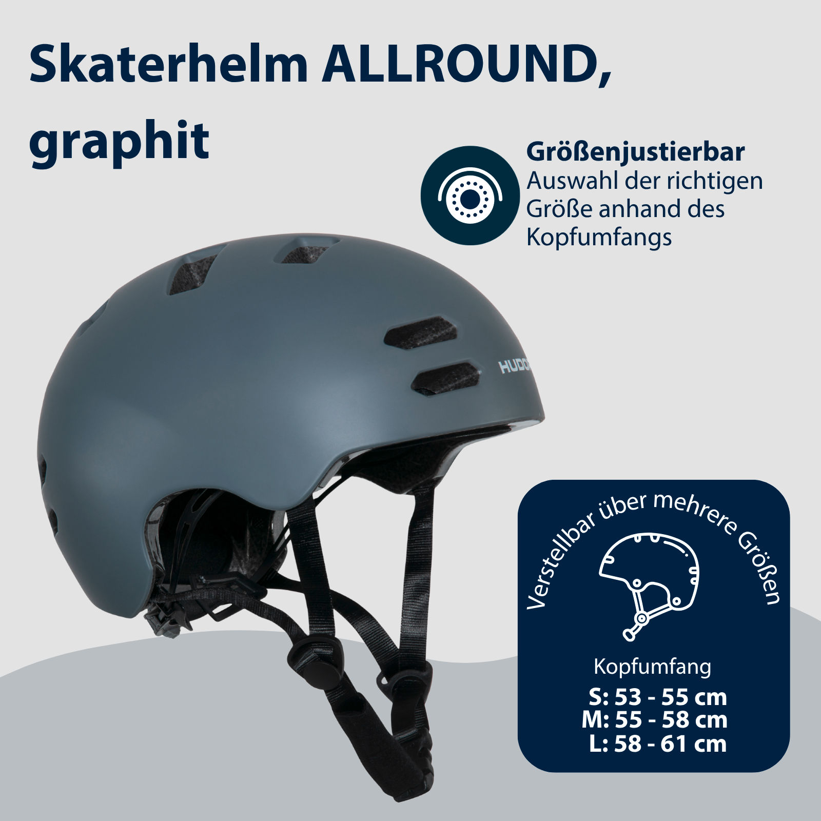 HUDORA Skaterhelm Allround, Gr. S, graphit, Bild 2 von 6