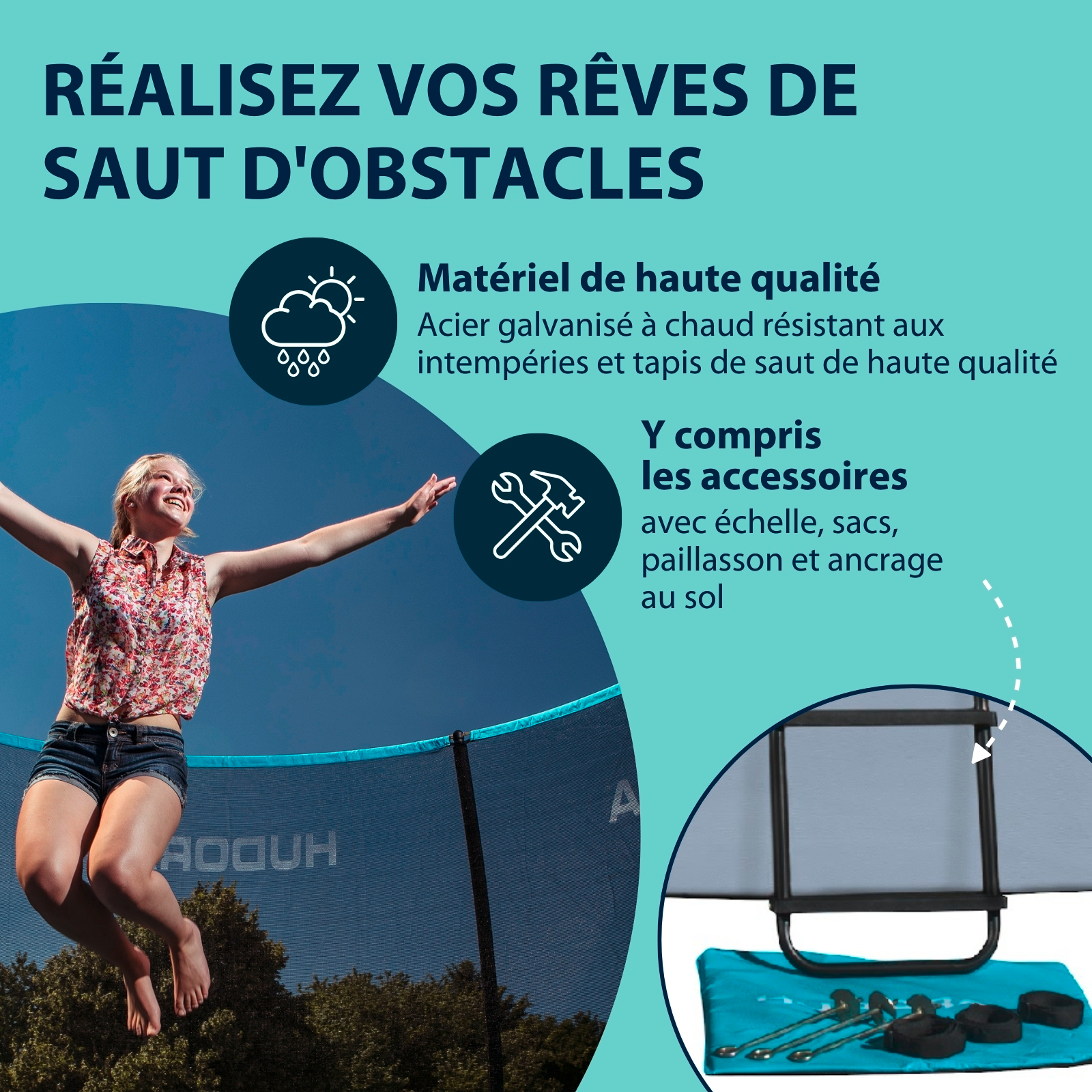 HUDORA Fantastic Complete Trampoline 250V, image 4 from 7