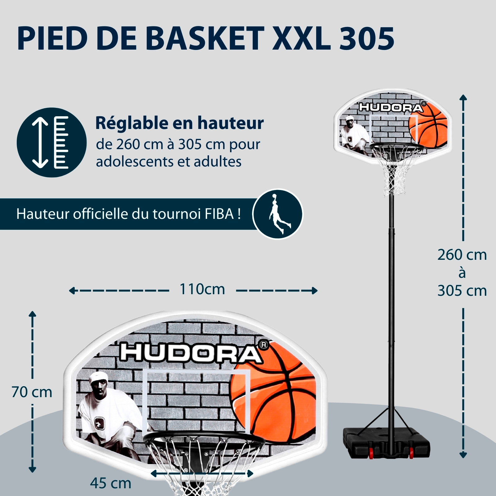 HUDORA Basketballständer XXL 305, image 2 from 6
