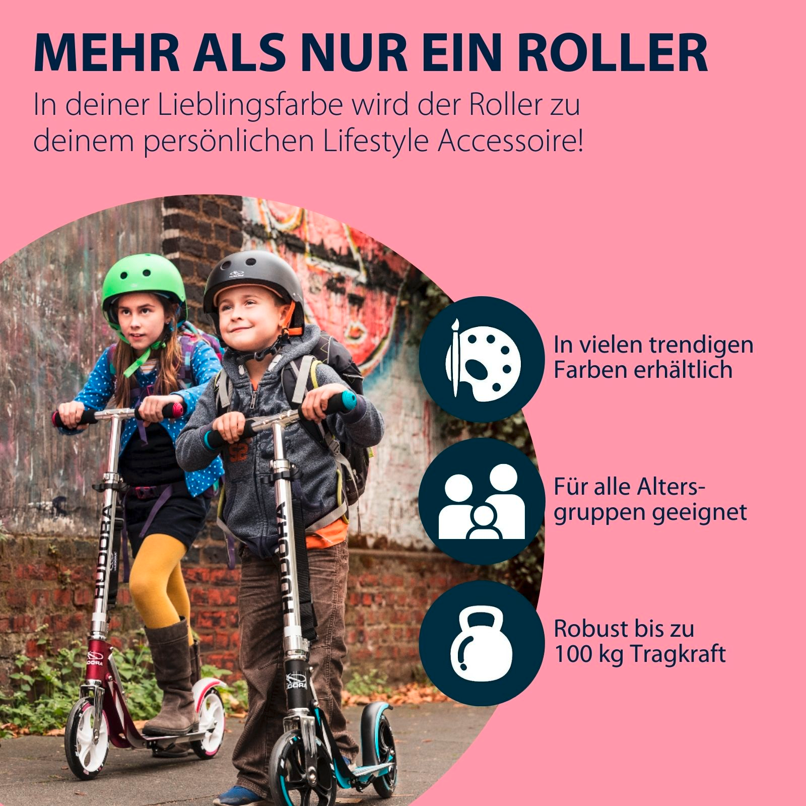 HUDORA BigWheel® 205, Scooter magenta/silber, Bild 6 von 7