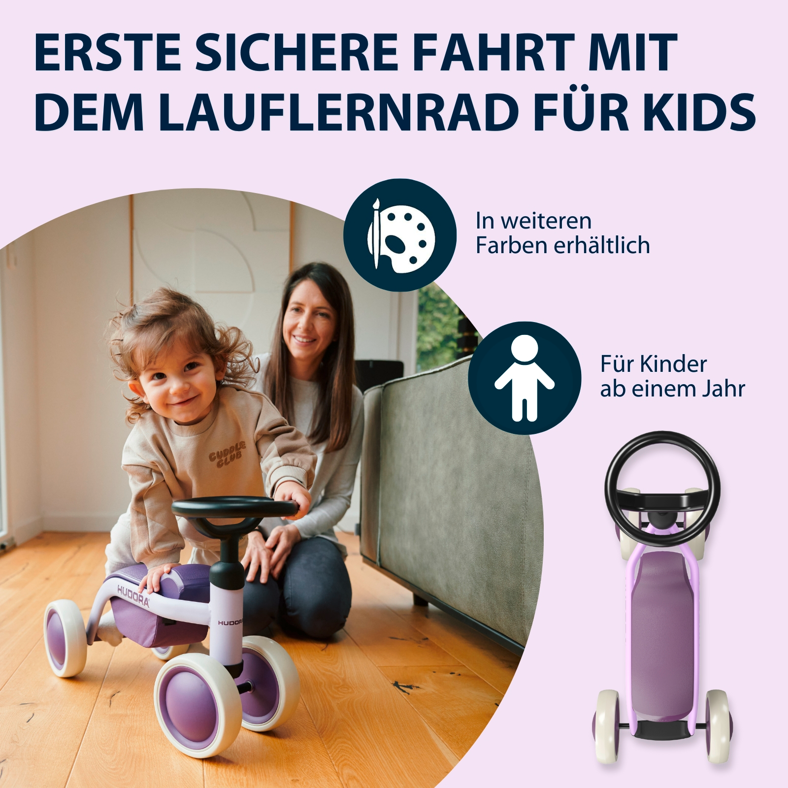 HUDORA Laufrad Steppy, lavender, Bild 5 von 6