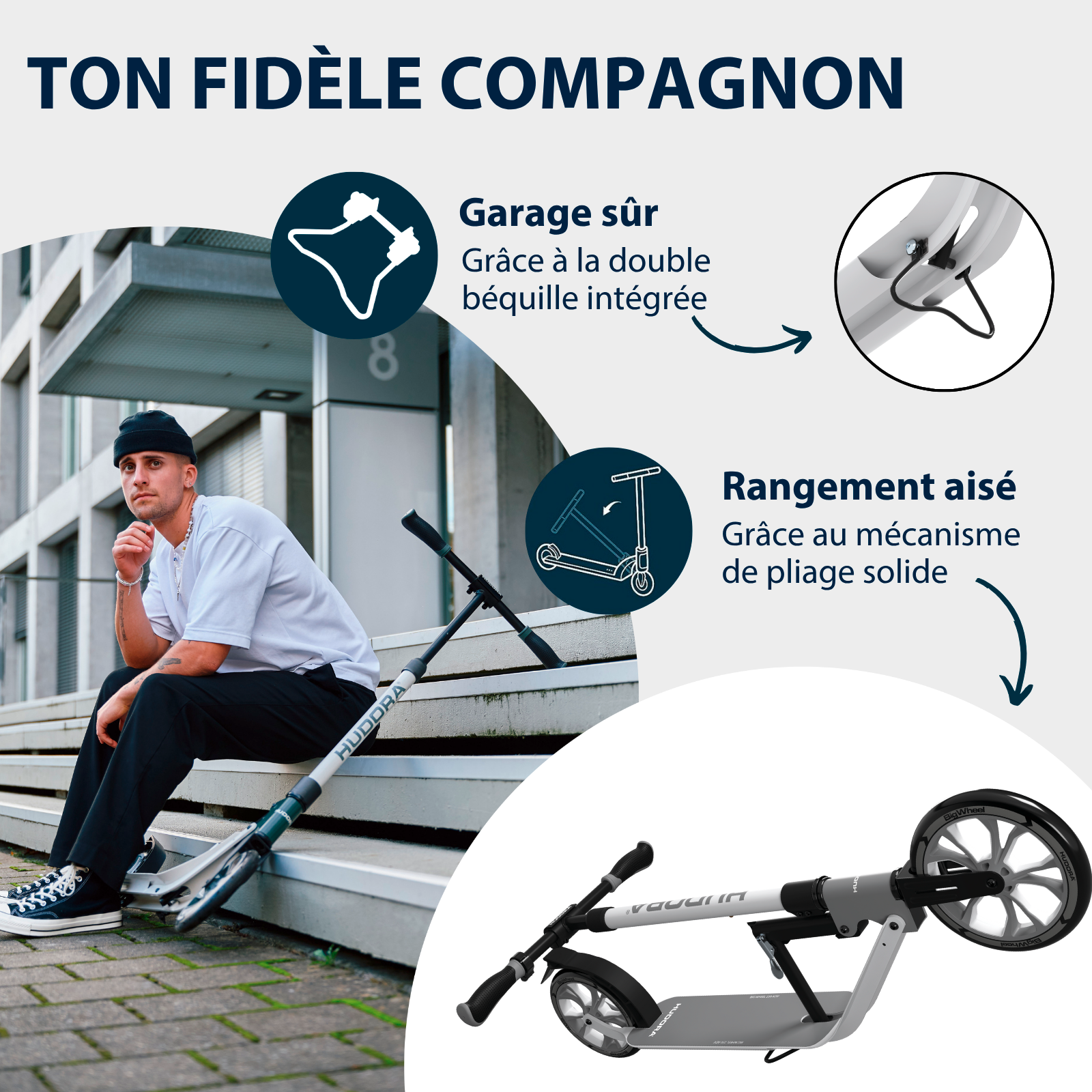 HUDORA BigWheel® 230 Advanced, scooter black, image 4 from 7