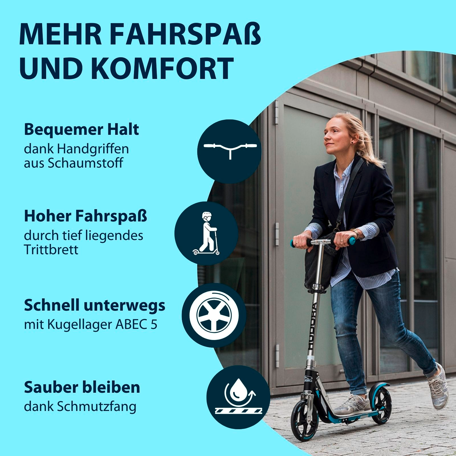HUDORA BigWheel® 205 Schwarz/Blau, Bild 3 von 7