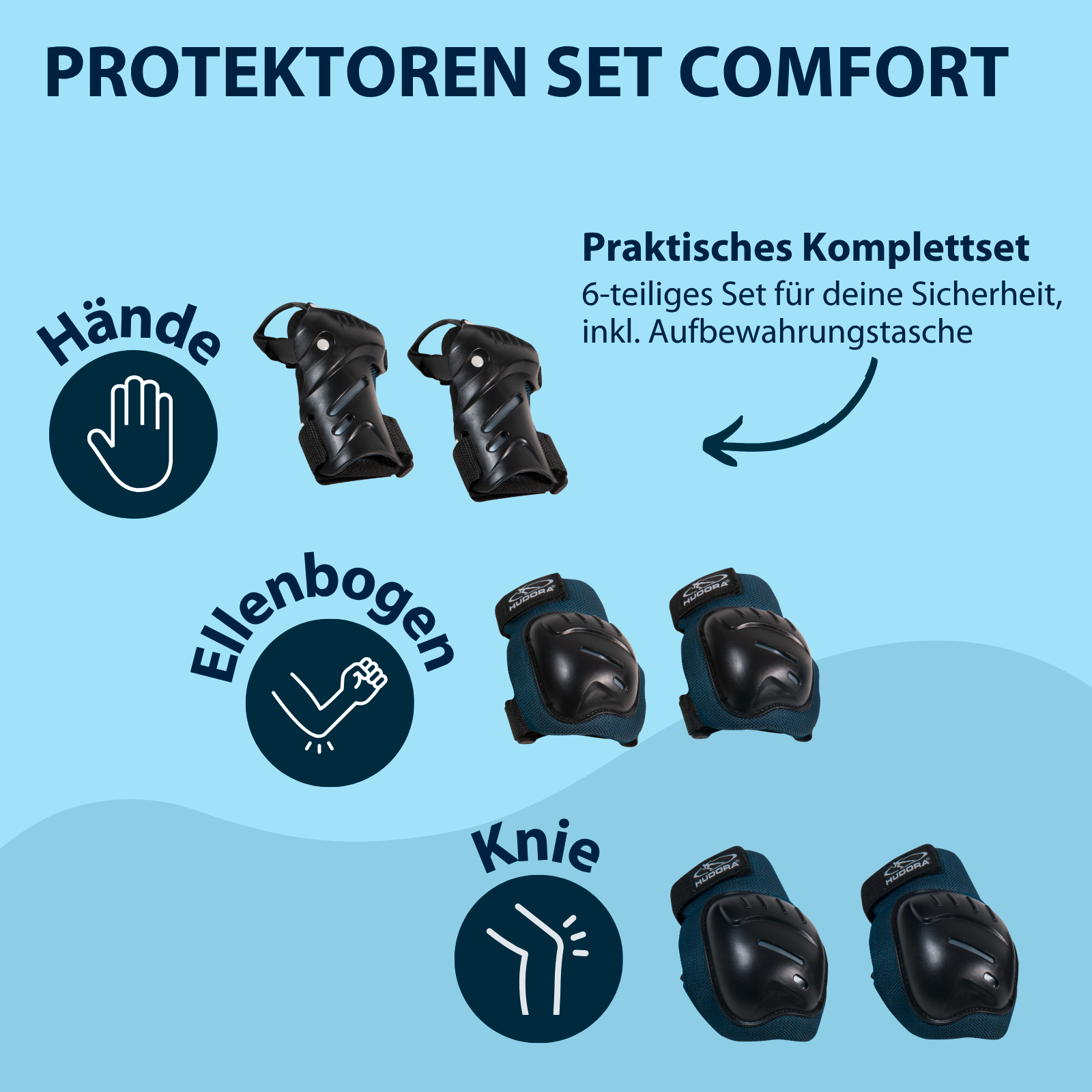 HUDORA Biomechanisches Protektoren Set Comfort blue S, Bild 2 von 5