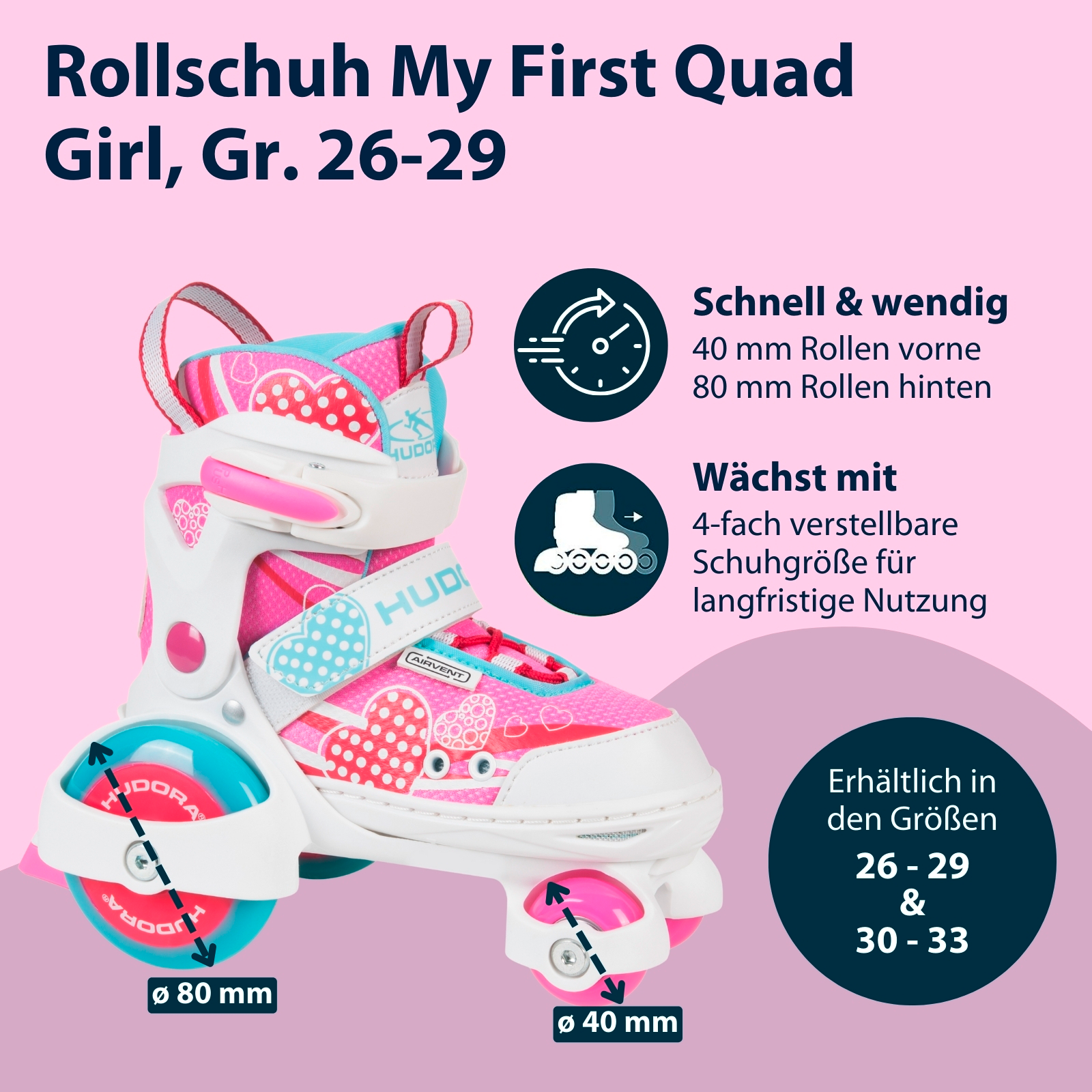 HUDORA Rollschuh My First Quad Girl, Gr. 26-33, Bild 2 von 7