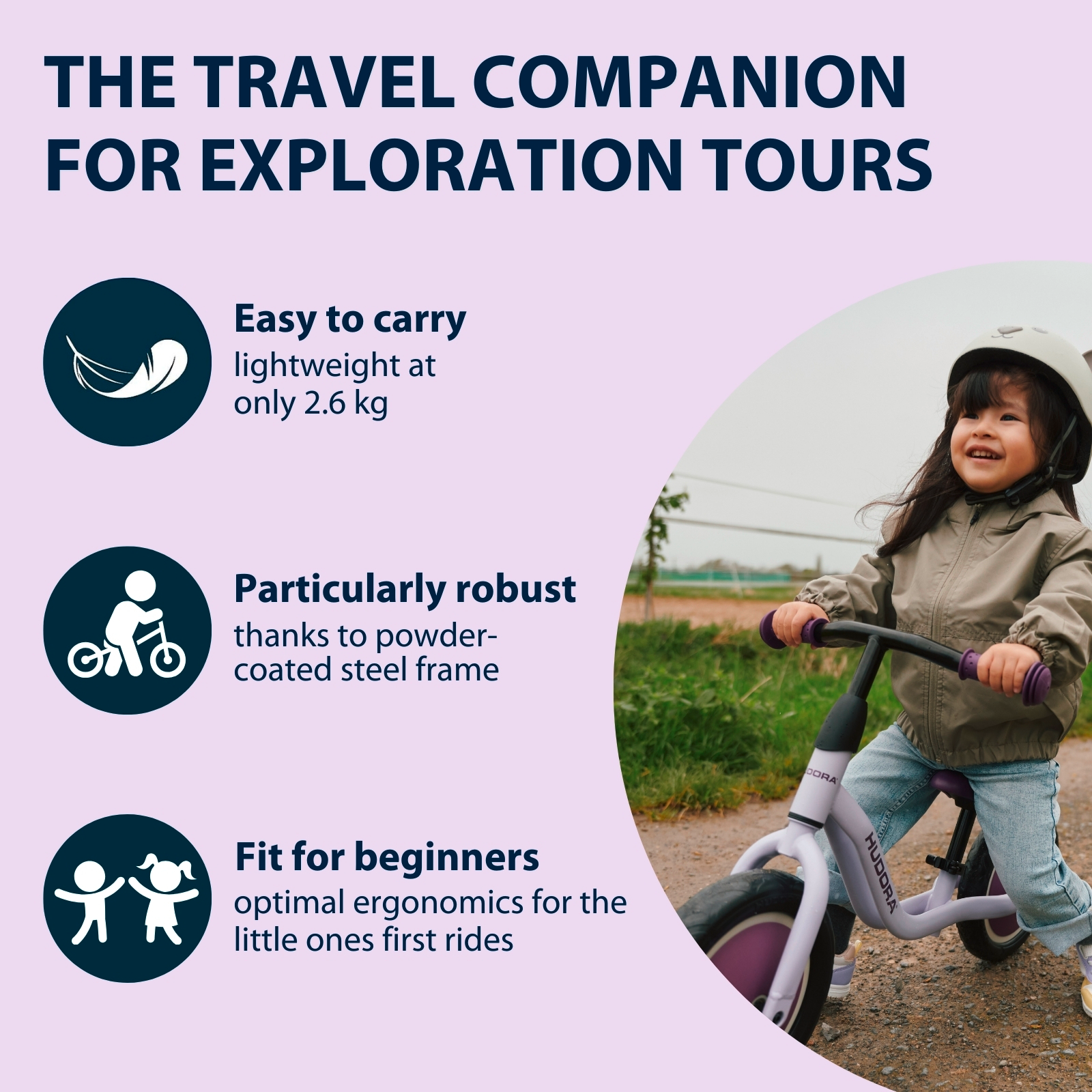 HUDORA Cruisy balance bike, lavender, image 4 from 6