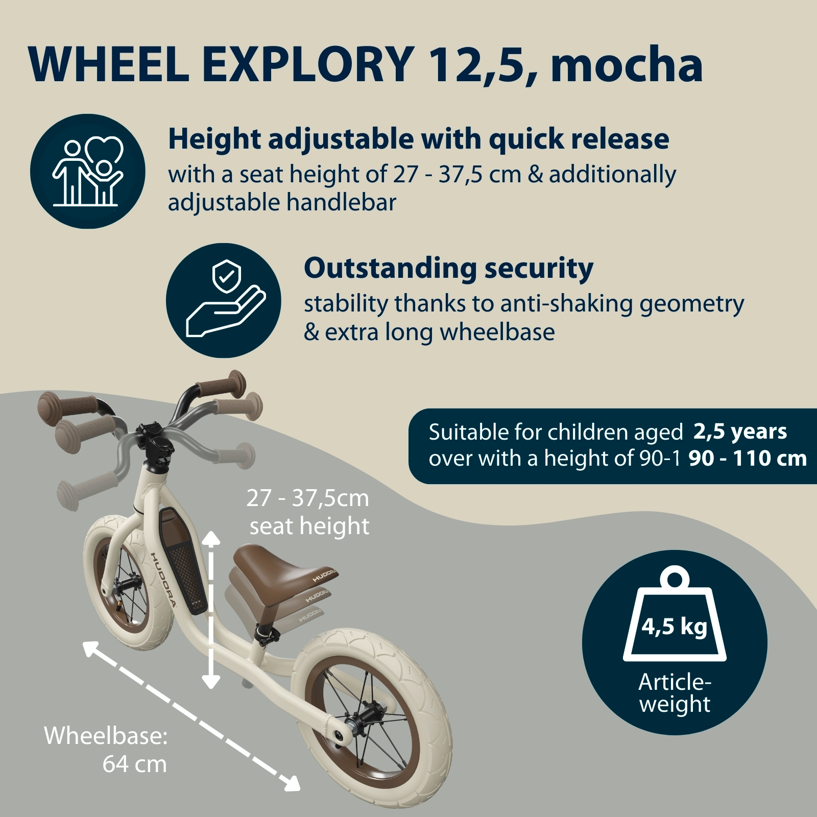 Hudora Laufrad Explory, mocha, image 2 from 6