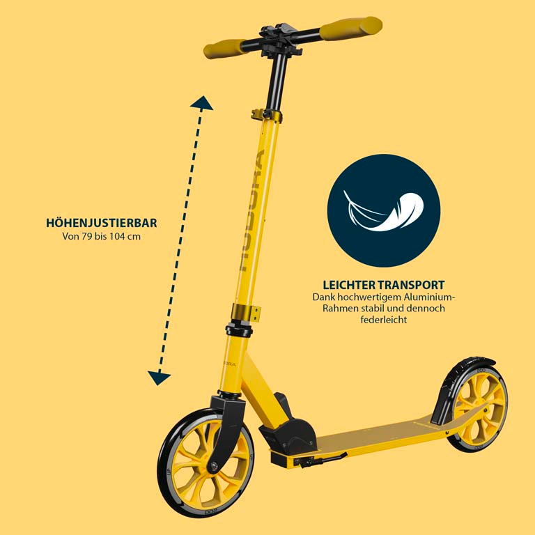 HUDORA Scooter Up 200, canary inklusive Kabelschloss (Bundle), Bild 3 von 5