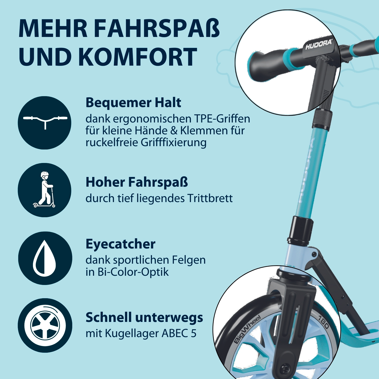 HUDORA BigWheel® 180 Advanced Junior, sky blue, Bild 3 von 7