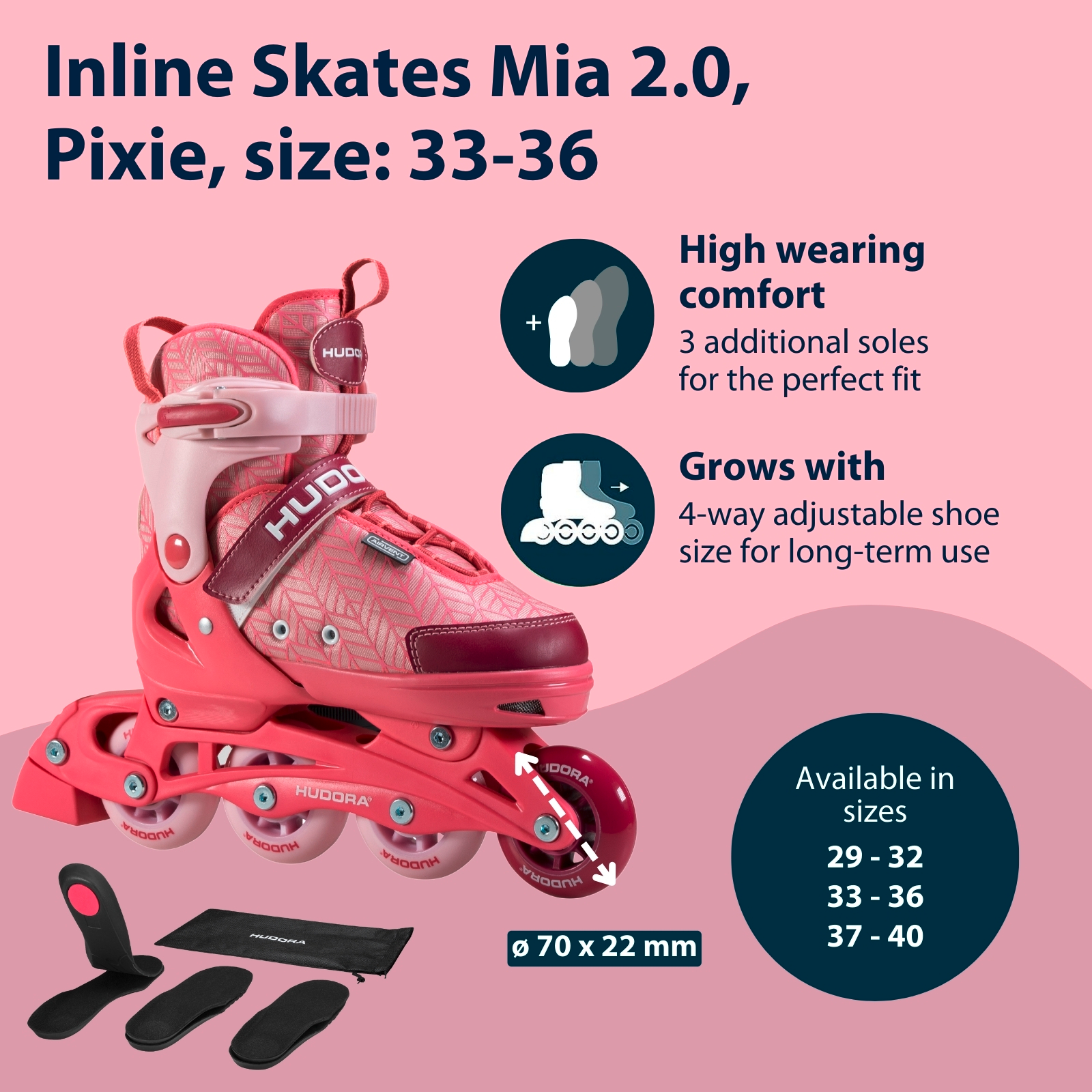 Inline skates, Mia 2.0, pixie, size 29-40, image 2 from 7