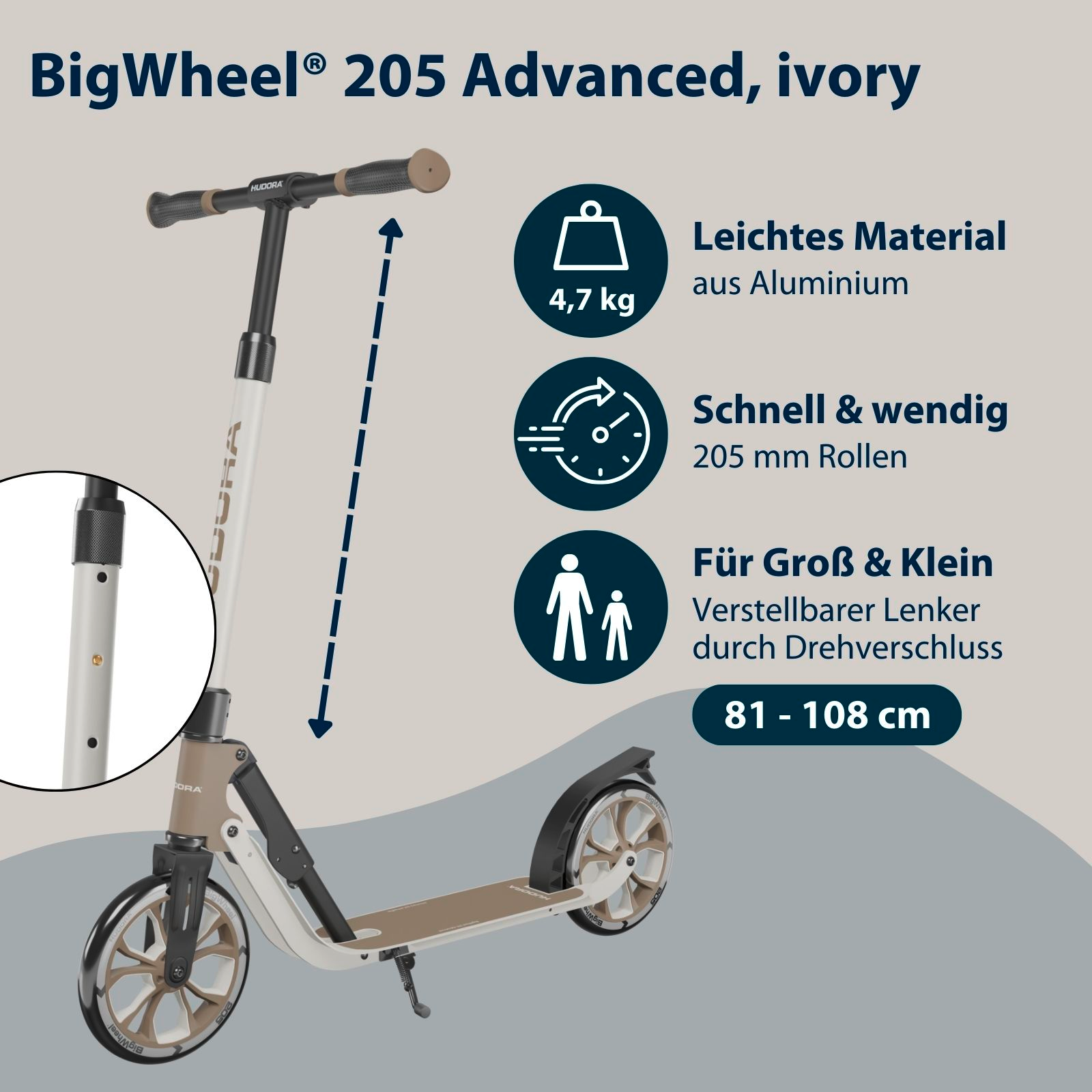 HUDORA BigWheel® 205 Advanced, ivory, Bild 2 von 7