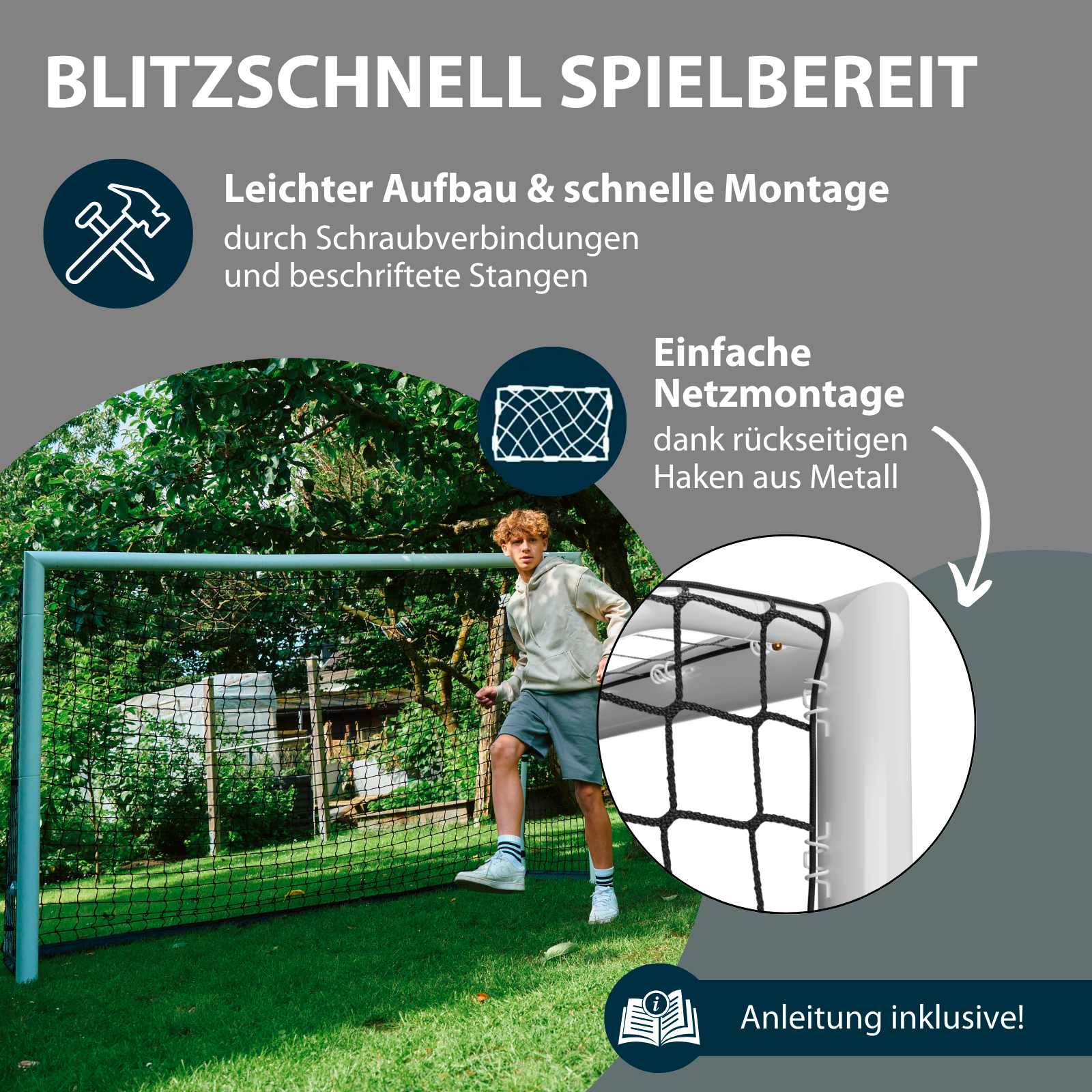 HUDORA Fußballtor Advanced 240 White, Bild 5 von 7