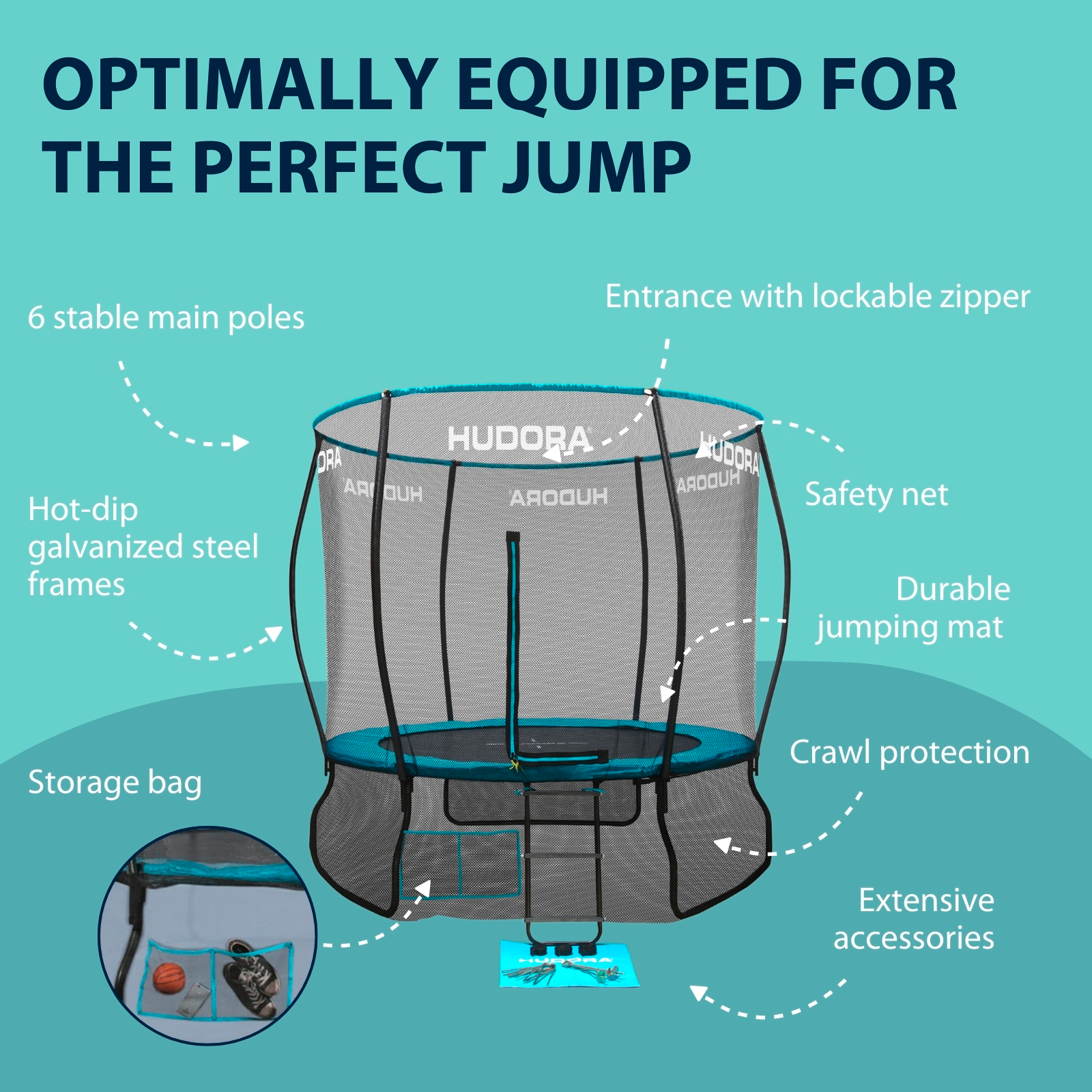 HUDORA Fantastic Complete Trampoline 250V, image 3 from 7